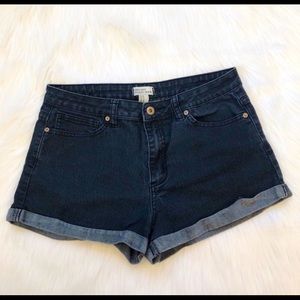 Forever 21 Denim Shorts High Rise Dark Wash Cuffed